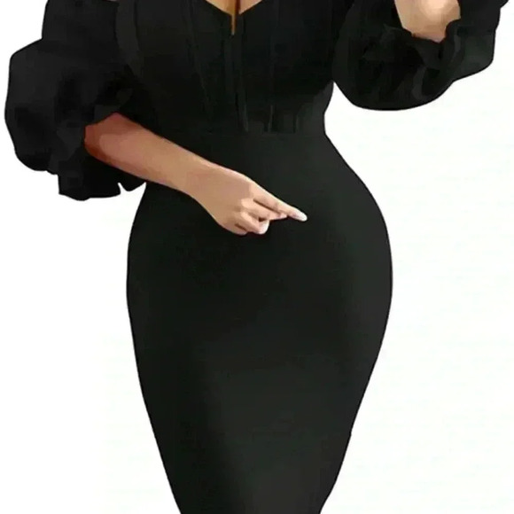 ♠️ Black off shoulder cute dress - Picture 3 of 6